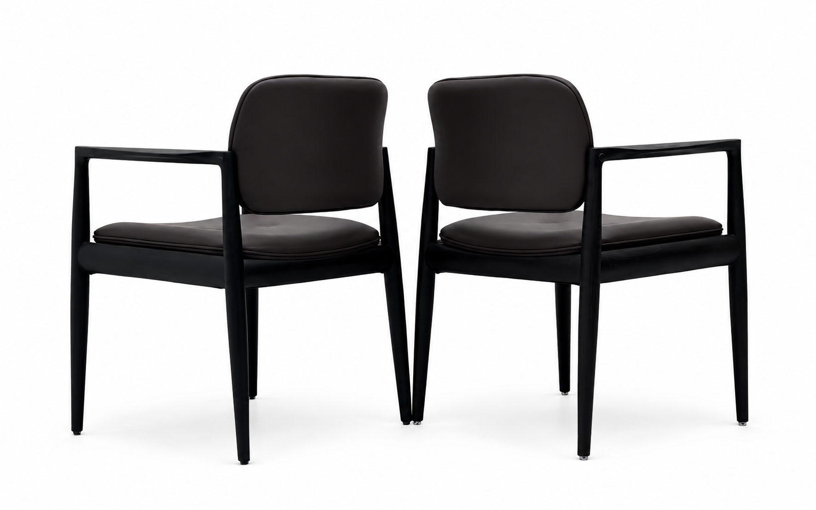 Clean solid wood lines with neatly stitched quality leather for a timeless look