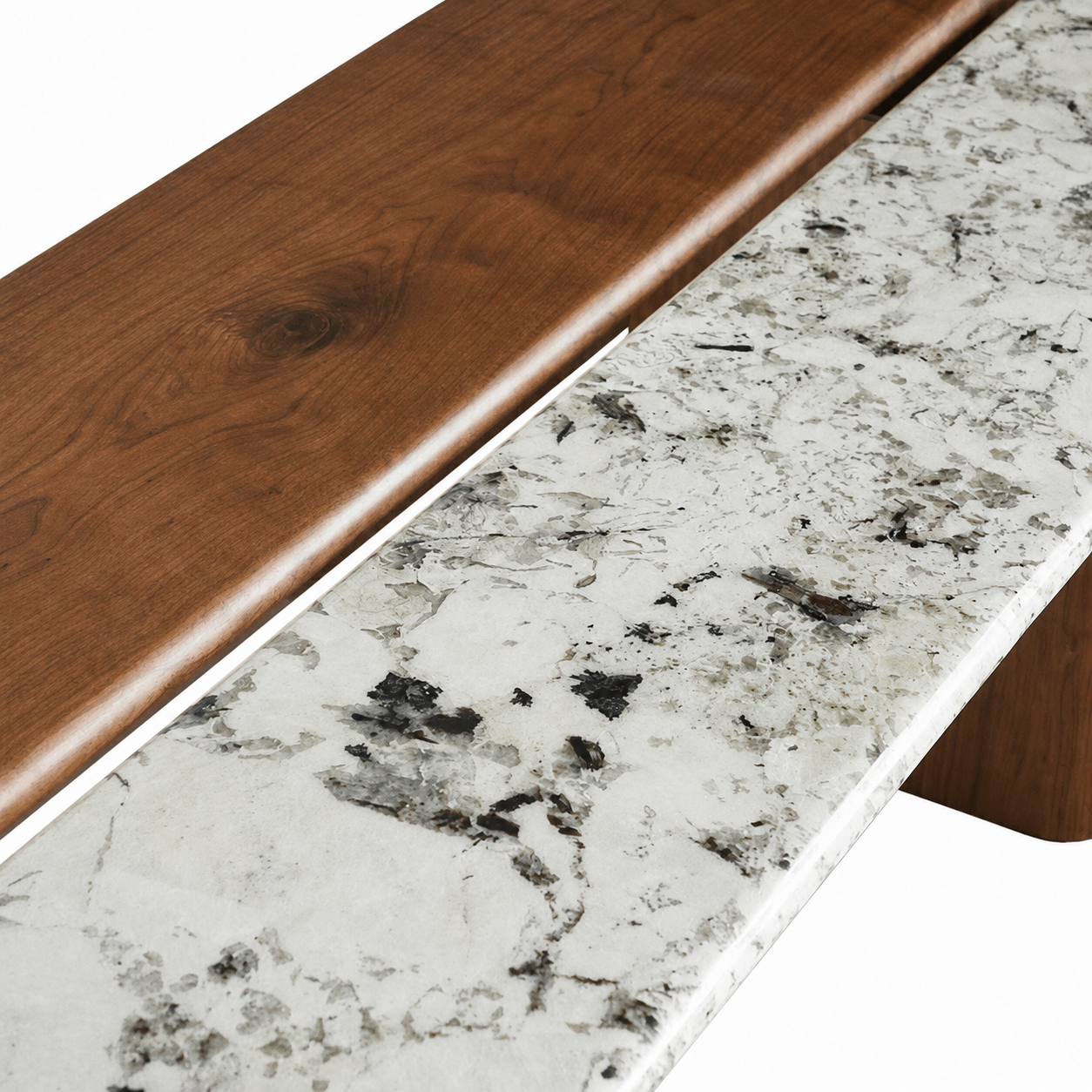 contemporary timber and stone dining table